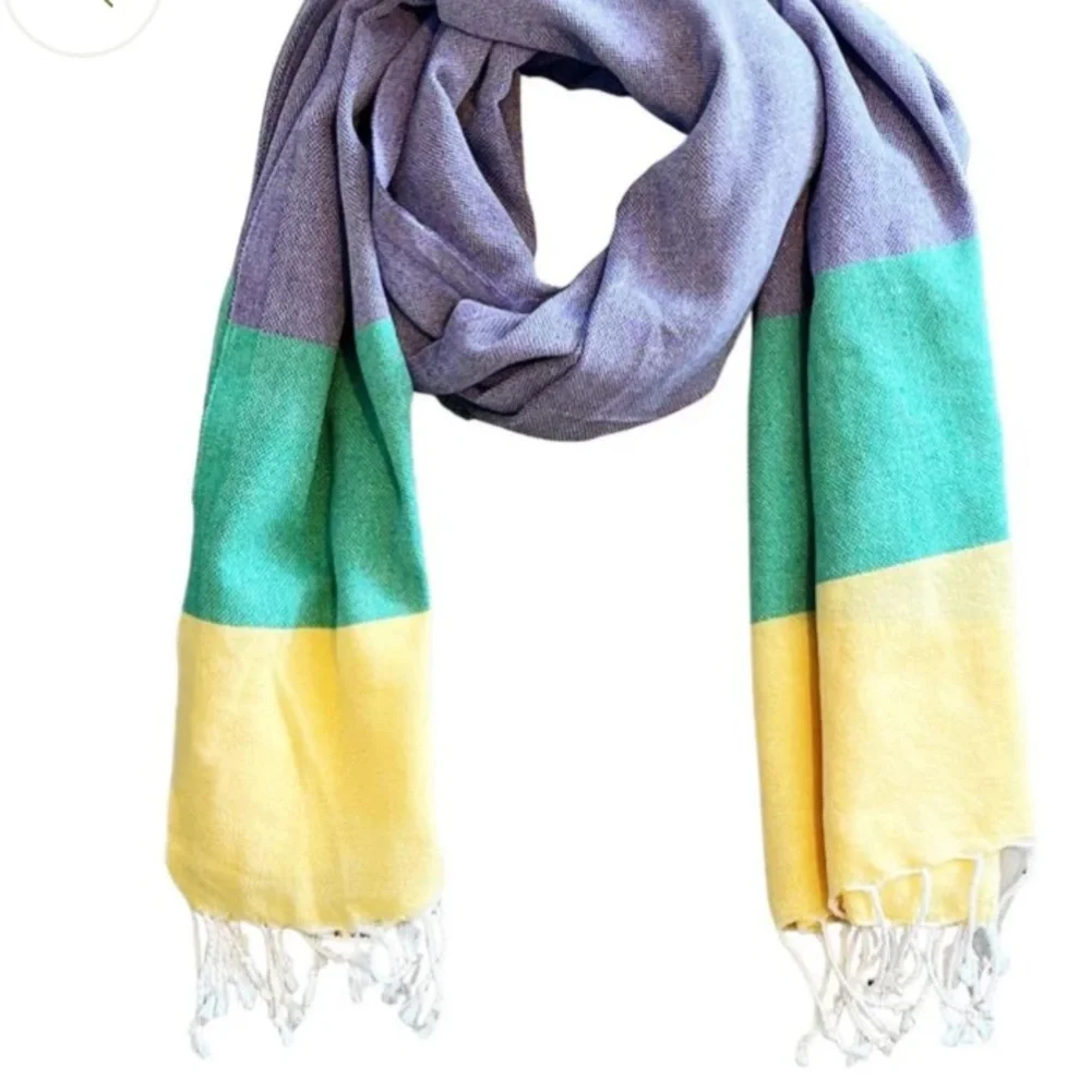 Mardi Gras Color Block Wrap Scarf Loom Weave FLiPSiDE Fleurty Girl NEW Orleans